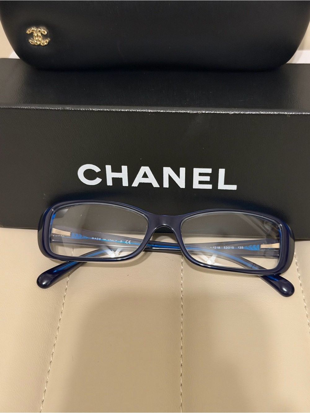 CHANEL Dark Blue Rectangular Women's Optical Glasses - style 3188